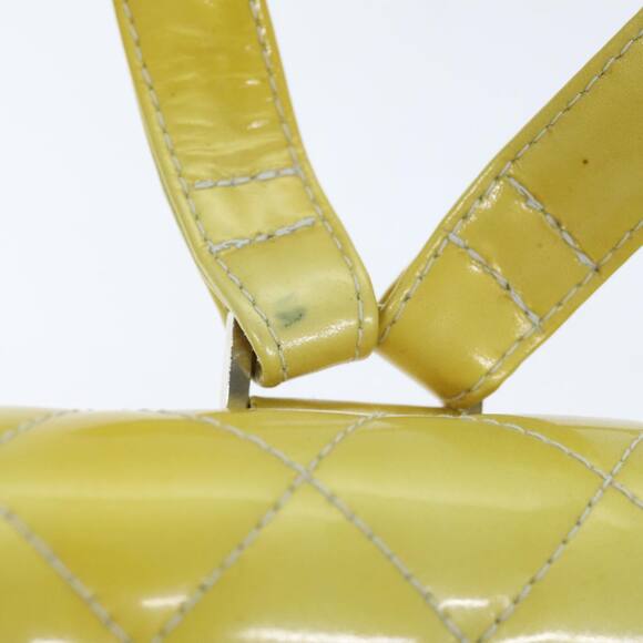 CHANEL Matelasse Backpack Patent Leather Yellow Silver CC - Picture 9 of 16